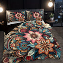 Axyaa Bohemian Mandala Floral Bedding Set - 3pcs Duvet Cover + 2 Pillowcases