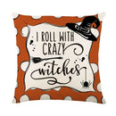 Axyaa Halloween Linen Pillowcase Set, Ghost & Witch Print Throw Pillow Cover