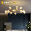 Axyaa Crystal Sphere Chandelier: Adjustable Metal Molecular Ceiling Light for Luxury Ambience