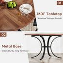 Axyaa Farmhouse Round Dining Table | 47" Wooden Texture Kitchen Table for 4