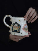 Axya Hand-Painted 3D Ceramic Coffee Mug with Handle - Retro Milk Mug