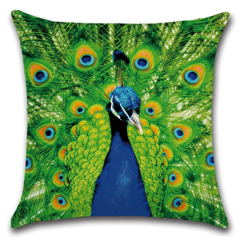 Peacock Feather Printed Pillow Case 45x45cm - Axyaa Brand