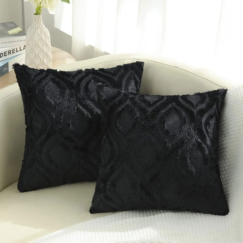 Axyaa Beige Plush Pillow Cover 45x45cm for Bed Living Room Decor