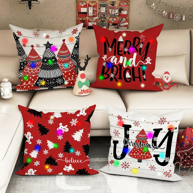 Axyaa Snowflake Christmas Tree Luminous Pillowcase