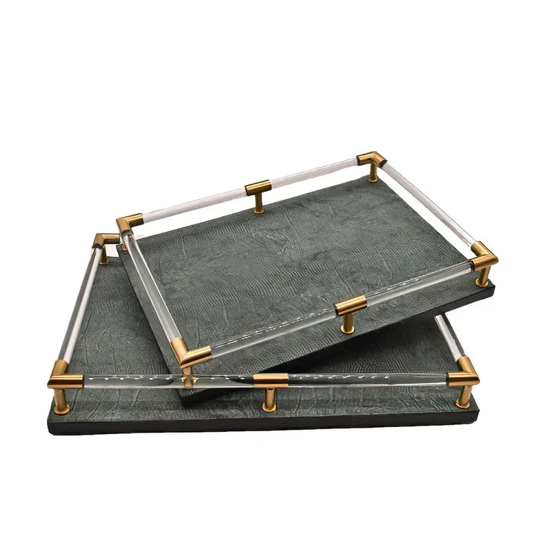 Axya Nordic Blue Leather Tray: Stylish Jewelry & Kitchen Organizer