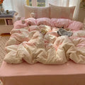 Axyaa Princess Lace Bed 4-Piece Set with Floral Cloud Design