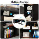 Axyaa 71" Executive L-Shaped Desk with Cabinet Storage and Shelves