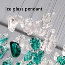 Axyaa Nordic Green Stone Glass LED Pendant Chandeliers for Dining Room