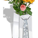 Axyaa Silver Crushed Diamond Floor Vase: Stylish Crystal Mirrored Decor for Living Room