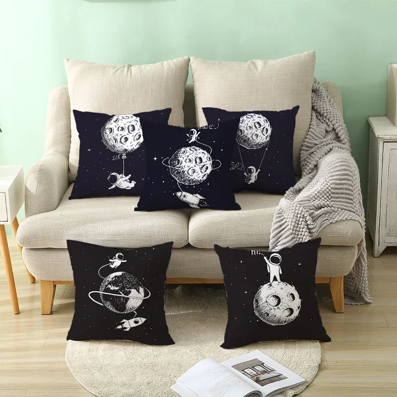 Universe Space Peach Skin Pillowcases by Axyaa - Cartoon Animation Pilot Cushion Cover