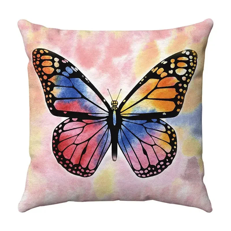 Axyaa Butterfly Print Cushion Cover 45x45cm - Farmhouse Stylish Home Decor Pillow Cover