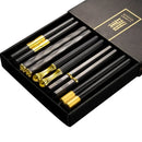 Axyaa 5 Pairs Alloy Chopsticks Sushi Sticks Reusable Home Kitchen Tableware
