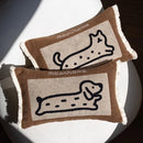 Axyaa Medieval Critter Embroidery Cushion Cover in Coffee Brown - 30x50cm