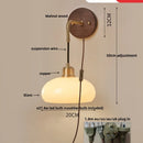 Axyaa Nordic LED Wall Sconce Pull Chain Switch Wood Base Vanity Light