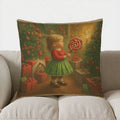 Axyaa Charming Girl Christmas Pillow Cover for Sofa, Bedroom, Car - Sweet Lollipop Design