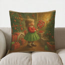 Axyaa Charming Girl Christmas Pillow Cover for Sofa, Bedroom, Car - Sweet Lollipop Design