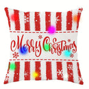 Axyaa Christmas Snowman LED Light Pillowcase - Red Striped Design