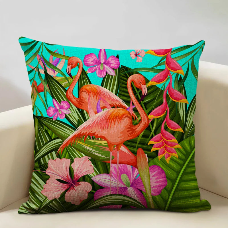 Axyaa African Parrot Flamingo Cushion Set for Home Decor & Comfort