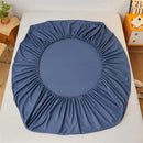 Axyaa Solid Color Cotton Fitted Bed Sheet for Single Double King Queen Bed