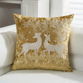 Axyaa Embroidered Gold Reindeer Snowflake Velvet Pillowcases 45x45cm Set of 2