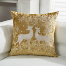 Axyaa Embroidered Gold Reindeer Snowflake Velvet Pillowcases 45x45cm Set of 2