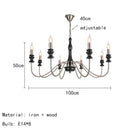 Axyaa Retro Style Chandelier: Black Gold Silver Metal Dark Wood Pendant Light