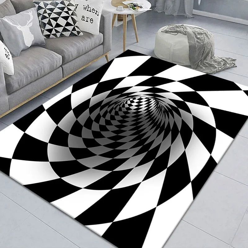 Axyaa 3D Optical Illusion Entrance Carpet: Trippy Living Room Rug for Hallway, Bedroom, Bathroom