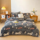 Axyaa Plush Cartoon Bear Blanket: Soft Warm Queen Comforter, Fluffy Fleece Winter Bedding