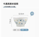 Axyaa Handdrawn Cute Ceramic Bowls Set - Rice, Noodle, Small, High-legged, Soup Bouls
