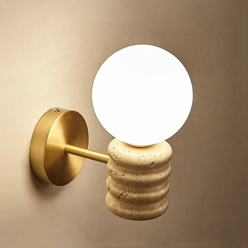 Natural Yellow Travertine Wall Lamp for Living Room by Axyaa - Nordic Design LED Lighting