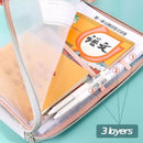 Axyaa Double-layer Mesh Zipper Stationery Organizer: Large Capacity School Office Supplies Bag