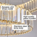 Axyaa Golden Chrome LED Crystal Round Ring Chandelier - Modern Ceiling Lamp for Home Decor