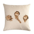 Axyaa Cat Printed Cotton Linen Cushion Cover 45x45cm