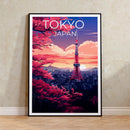 Axyaa Tokyo Tower Half Dome Canvas Wall Art for Home Decor and Modern Living Rooms