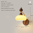 Axyaa Neoclassical Wood Wall Sconce with High CRI Japanese Glass Bedside Lamp
