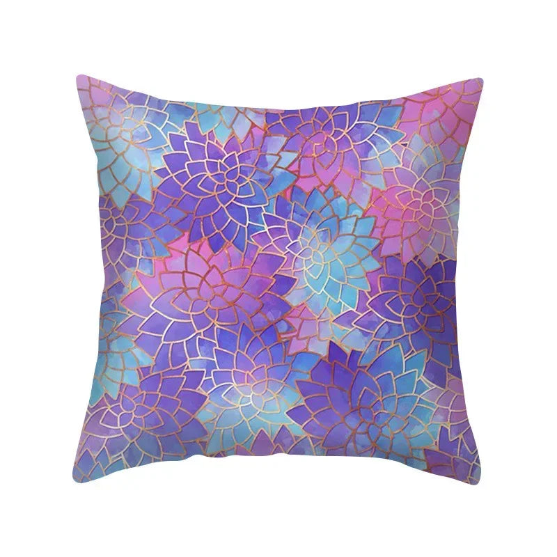 Axyaa Blue Purple Polyester Pillow Case Throw Pillow Cover