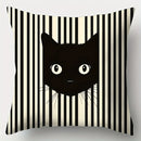 Axyaa Striped Black Cat Sofa Cushion Covers, 4pcs, 17.7x17.7 Inches, Home Decor