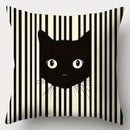Axyaa 4pcs Striped Black Cat Sofa Cushion Covers 17.7x17.7 Inch Single-Sided Print