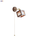 Axyaa Walnut Wood LED Wall Sconce Rotate Light Clear Glass Pull Chain Switch
