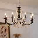 Axyaa Retro Black Metal Candle Chandelier Pendant Lights for Living Room and Bedroom