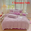 Axyaa Tafu Fleece Four-Piece Bed Sheet Set - Solid Color, Thick & Warm