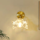 Axyaa Flower Glass LED Wall Lamp Pull Chain Switch, Rotatable Copper Wall Light