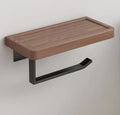 Axyaa Wall-Mounted Black Walnut Bathroom Towel and Toilet Paper Organizer