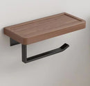 Axyaa Wall-Mounted Black Walnut Bathroom Towel and Toilet Paper Organizer