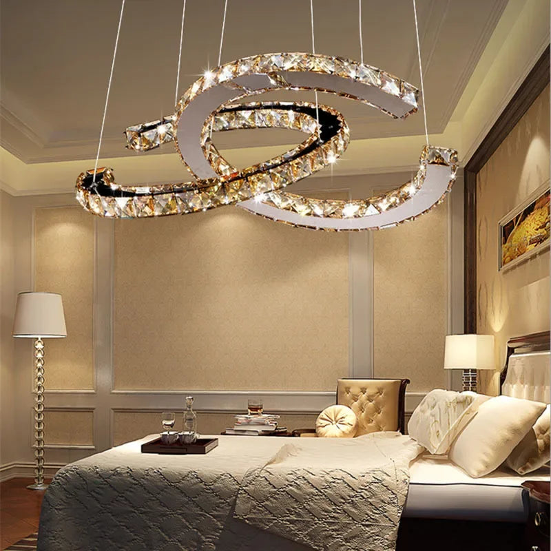 Axyaa Crystal Chandelier LED Pendant Light for Dinning Living Room Restaurant