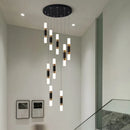 Axyaa Luxury Crystal LED Stair Chandelier - Minimalist Indoor Hanging Lamps