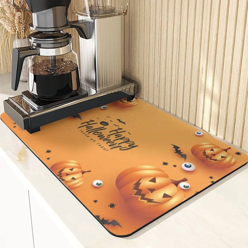 Axyaa Pumpkin Pattern Kitchen Absorbent Drying Mat & Cup Mats