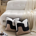 Axyaa Abstract Block Embroidery Cushion Cover in Black Brown Beige Schema 45x45cm
