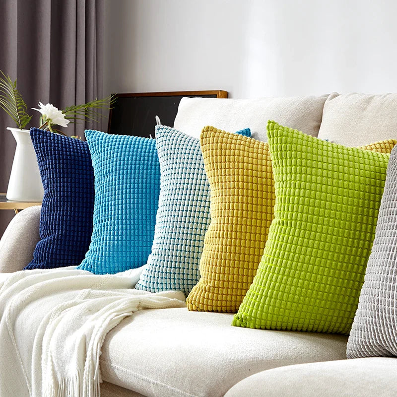 Nordic Corduroy Pillow Cover 50x50cm Super Soft by Axyaa