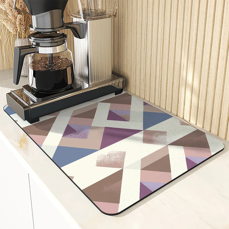 Axyaa Geometric Lattice Drying Mat - Quick Dry Kitchen & Bathroom Drain Pad